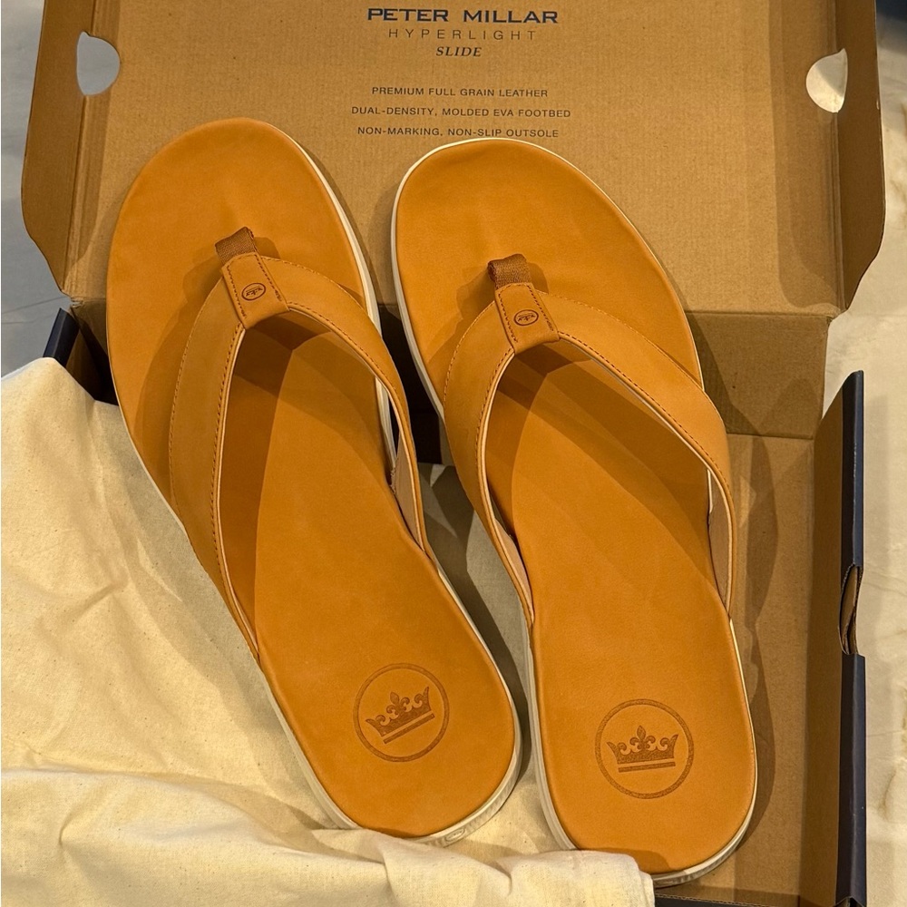 NEW in box - PETER MILLAR men's Hyperlight Slide Nubuck Flip Flop